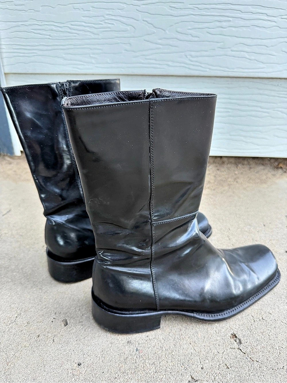Kenneth Cole Italian Leather Vintage Giddy Up Black Heeled Boots US 8